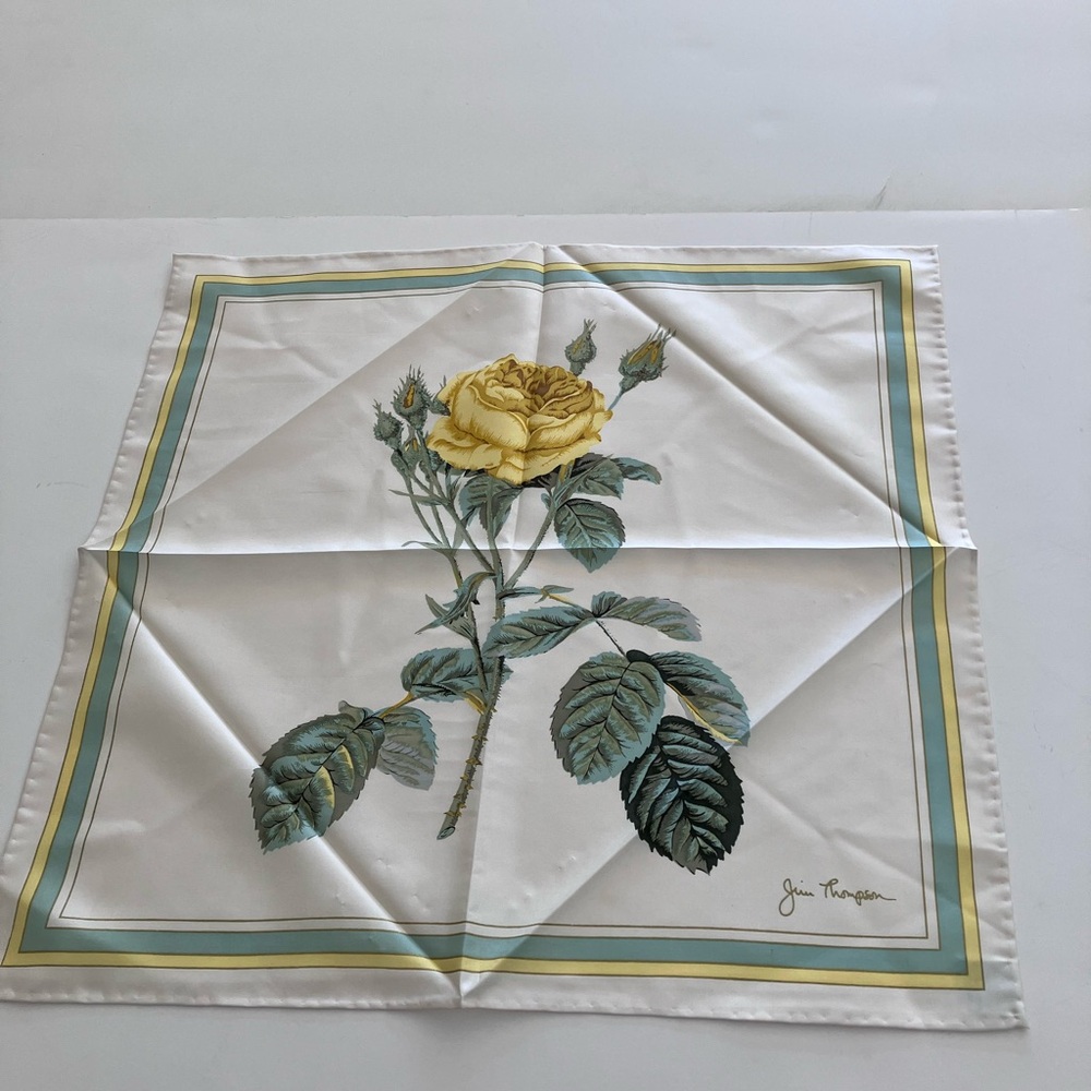 Signed Jim Thompson Yellow Rose Scarf